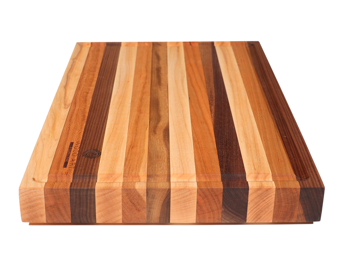 Edge-Grain Cutting Board with Juice Groove, Walnut, Maple and Cherry