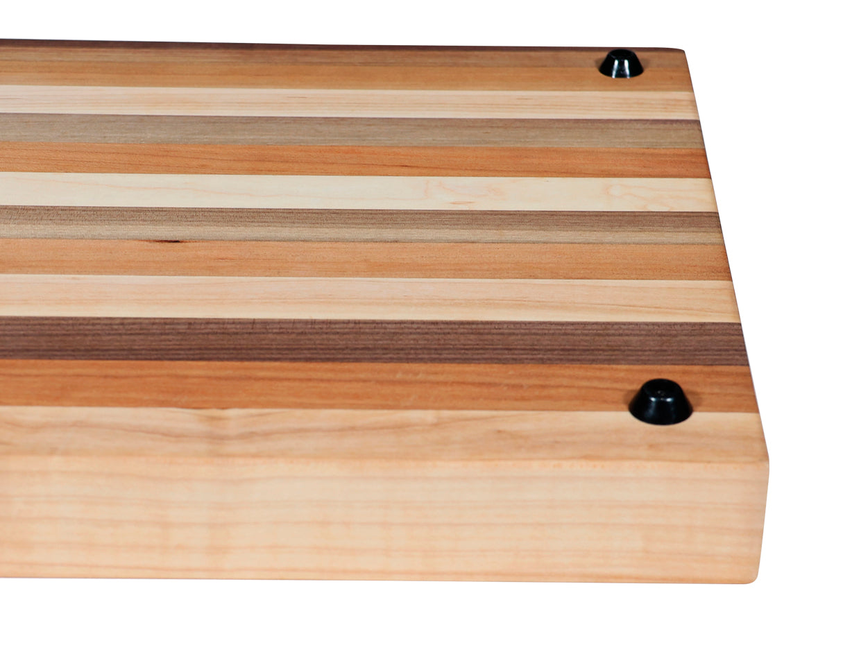 Edge-Grain Cutting Board with Juice Groove, Walnut, Maple and Cherry