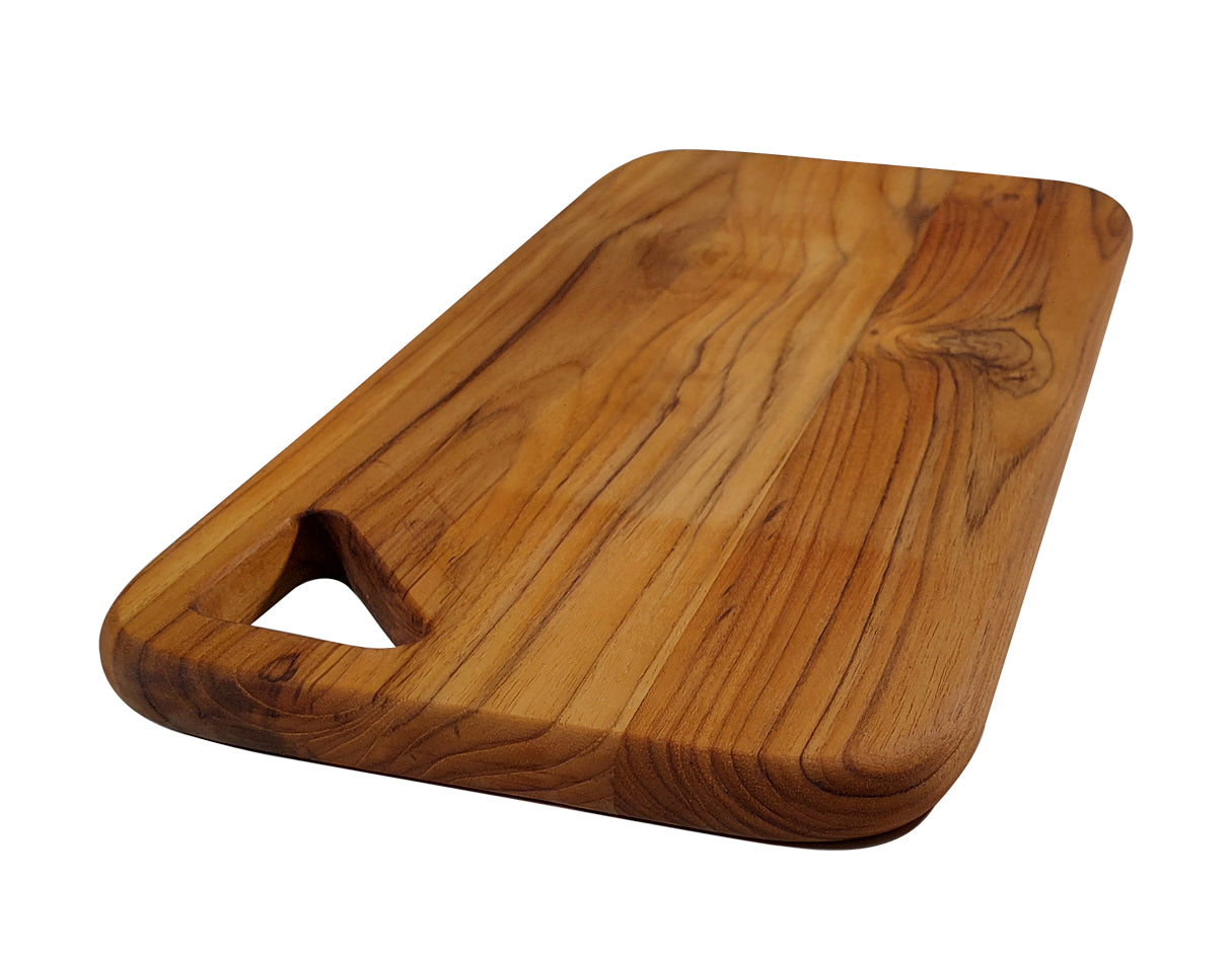 Tabla de teka, larga con asidero triangular