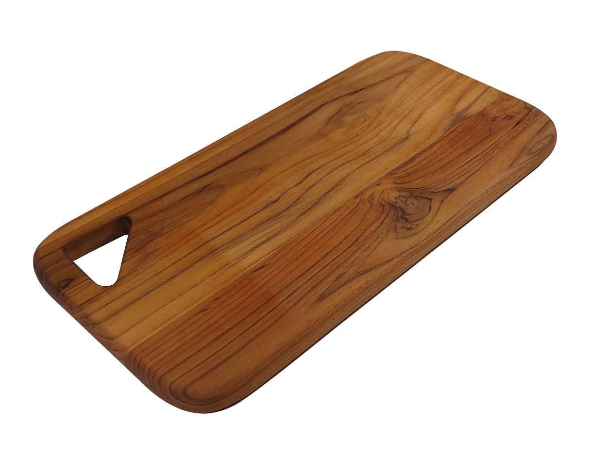 Tabla de teka, larga con asidero triangular